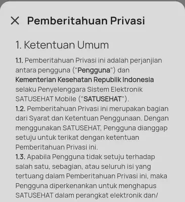 Syarat Ketentuan Pengguna Aplikasi SatuSehat