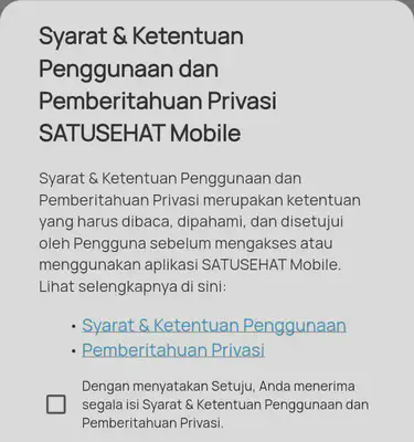 Syarat Ketentuan Pengguna Aplikasi SatuSehat